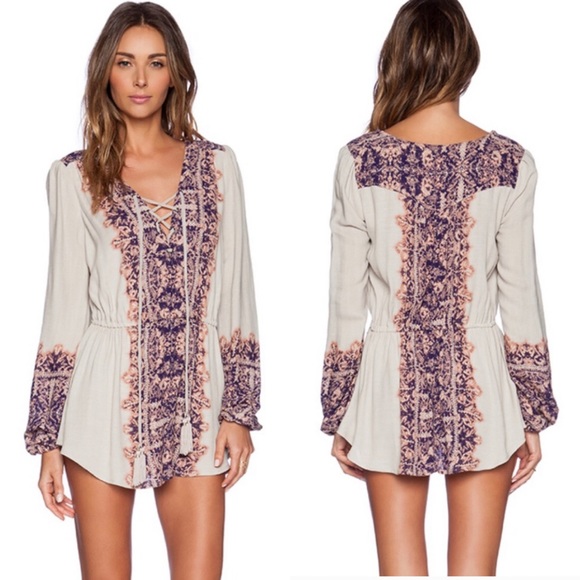 Free People Tops - Free People grey laceup tunic - XS